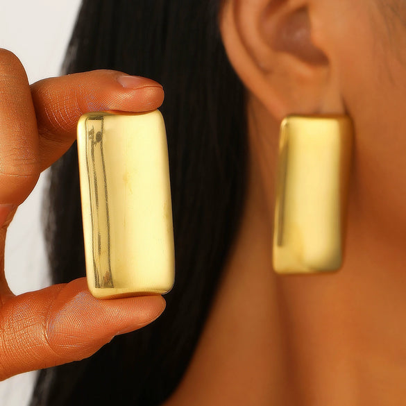 Wholesale Stainless Steel Earrings For Women With Leaf And Geometric Patterns Electroplated Design