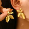 Wholesale Stainless Steel Earrings For Women With Leaf And Geometric Patterns Electroplated Design
