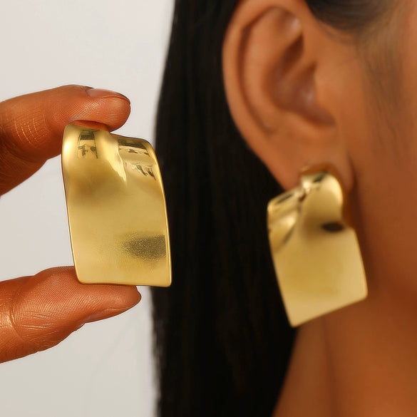 Wholesale Stainless Steel Earrings For Women With Leaf And Geometric Patterns Electroplated Design