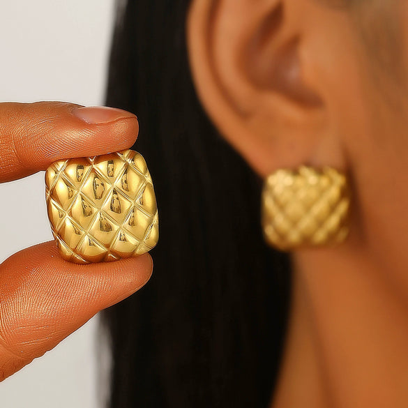 Wholesale Stainless Steel Earrings For Women With Leaf And Geometric Patterns Electroplated Design