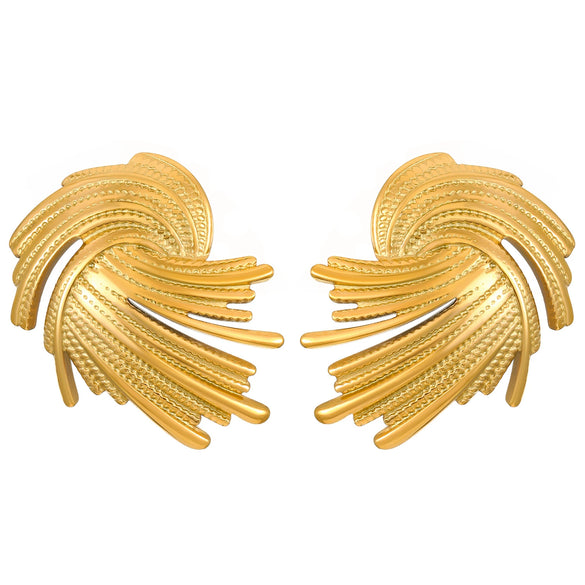 Wholesale Stainless Steel Earrings For Women With Leaf And Geometric Patterns Electroplated Design