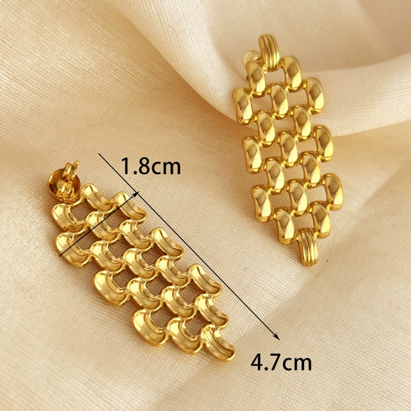 Wholesale Stainless Steel Earrings Irregular Hollow Heart Geometric Style With Electroplating