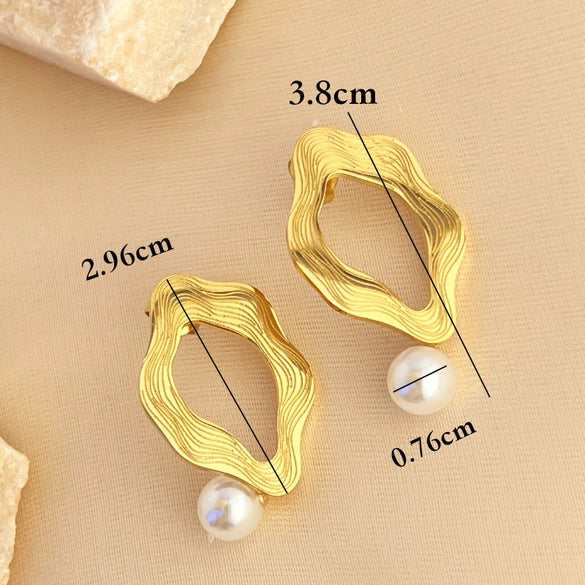 Wholesale Stainless Steel Earrings Plated 18K Gold Geometric High Sense Jewelry