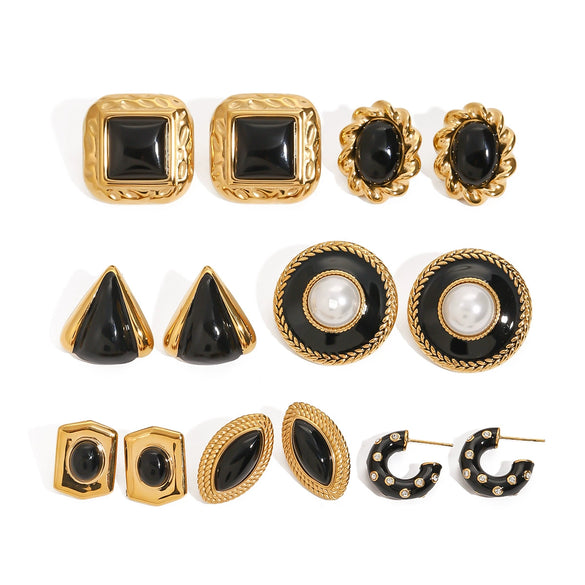 Wholesale Stainless Steel Earrings With Geometric Design And Electroplating For Women