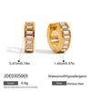 Wholesale Stainless Steel Earrings With Geometric Pattern 18K Gold Electroplated And Square White Diamond