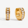 Wholesale Stainless Steel Earrings With Geometric Pattern 18K Gold Electroplated And Square White Diamond