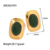 Wholesale Stainless Steel Earrings With Green Agate Geometric Styling Electroplating Treatment For Women
