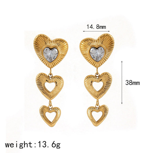 Wholesale Stainless Steel Earrings With Heart And Geometric Shapes For Women Niche Design Electroplated