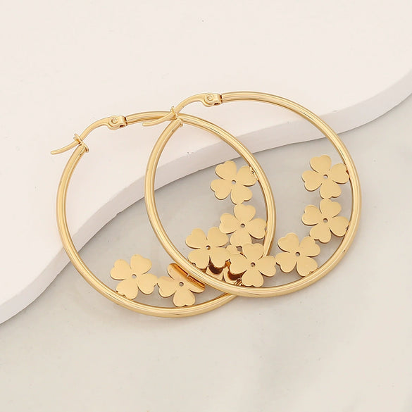 Wholesale Stainless Steel Earrings With Heart Shape And Butterfly Design Electroplated Exaggerated And Personalized For Women