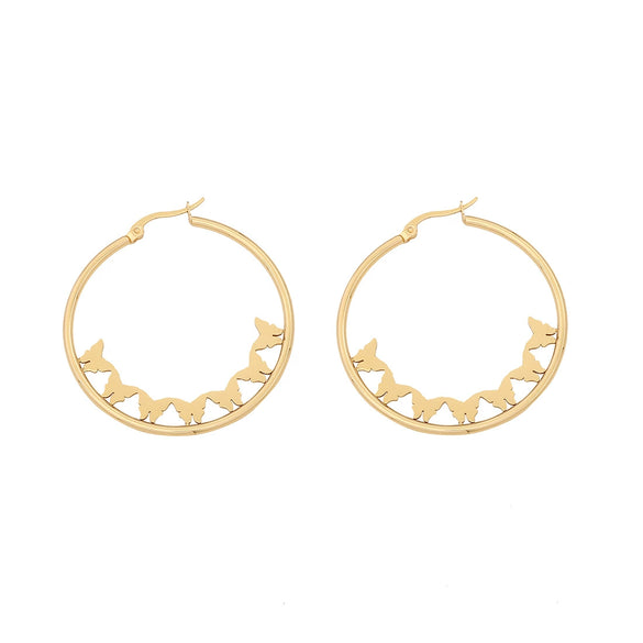 Wholesale Stainless Steel Earrings With Heart Shape And Butterfly Design Electroplated Exaggerated And Personalized For Women