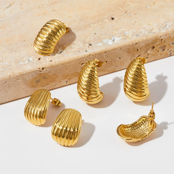 Wholesale Stainless Steel Earrings With Irregular Spiral Geometric Pattern Cold Style Electroplated For Women