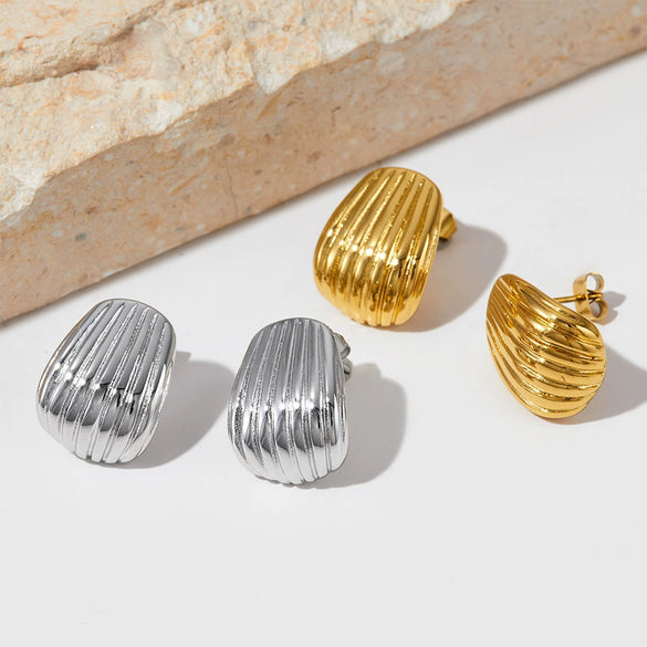 Wholesale Stainless Steel Earrings With Irregular Spiral Geometric Pattern Cold Style Electroplated For Women