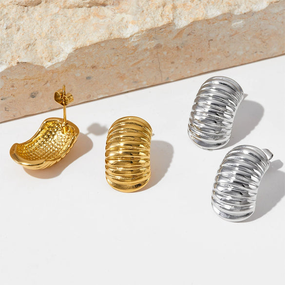 Wholesale Stainless Steel Earrings With Irregular Spiral Geometric Pattern Cold Style Electroplated For Women