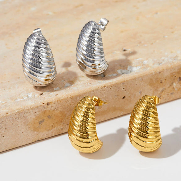 Wholesale Stainless Steel Earrings With Irregular Spiral Geometric Pattern Cold Style Electroplated For Women