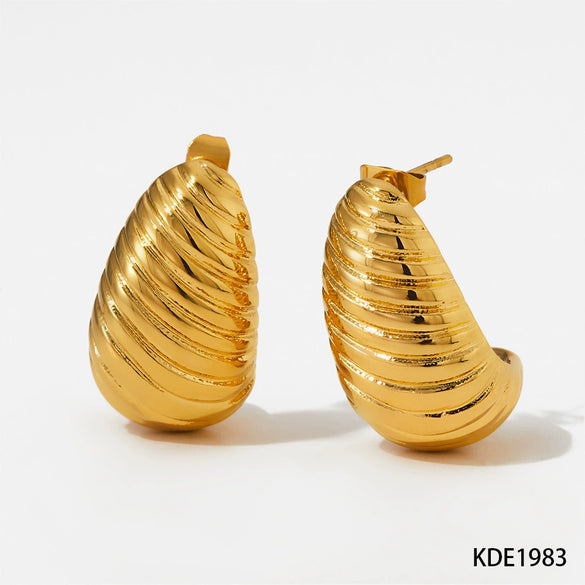 Wholesale Stainless Steel Earrings With Irregular Spiral Geometric Pattern Cold Style Electroplated For Women