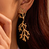 Wholesale Stainless Steel Earrings With Marine Wind Starfish Coral Animal Zodiac And Geometric Patterns Electroplated