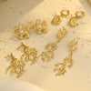 Wholesale Stainless Steel Earrings With Marine Wind Starfish Coral Animal Zodiac And Geometric Patterns Electroplated