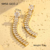 Wholesale Stainless Steel Earrings With Zircon Tassel And Vintage Style Electroplated