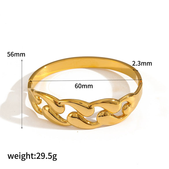 Wholesale Stainless Steel Elastic Bracelet For Women Highend Geometric Style 18K Gold Hollow Opening Electroplated