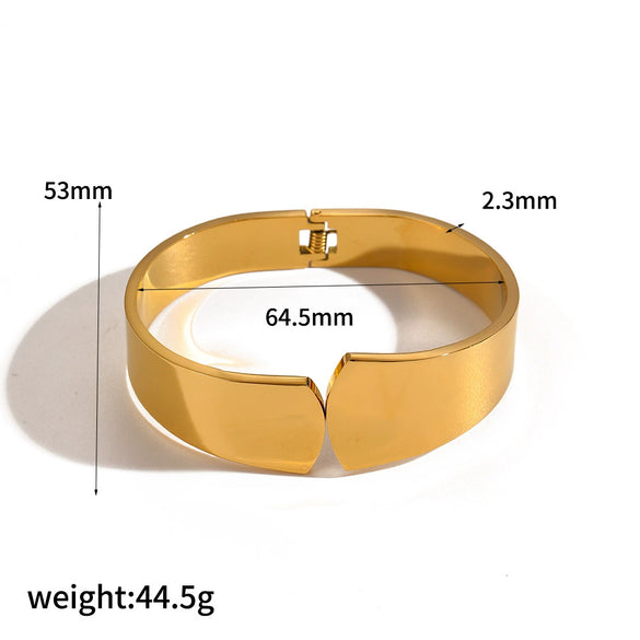 Wholesale Stainless Steel Elastic Bracelet For Women Highend Geometric Style 18K Gold Hollow Opening Electroplated