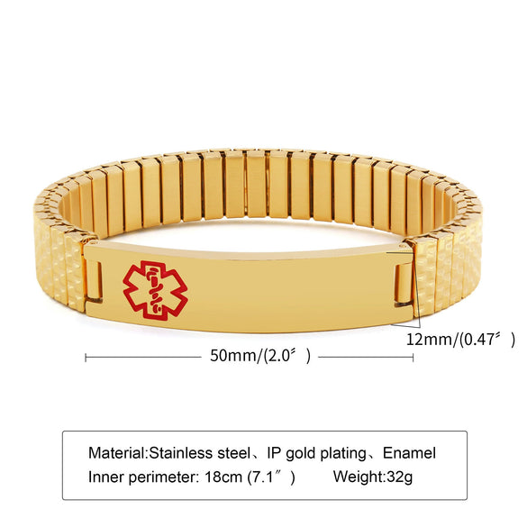 Wholesale Stainless Steel Elastic Medical Logo Geometric Bracelet