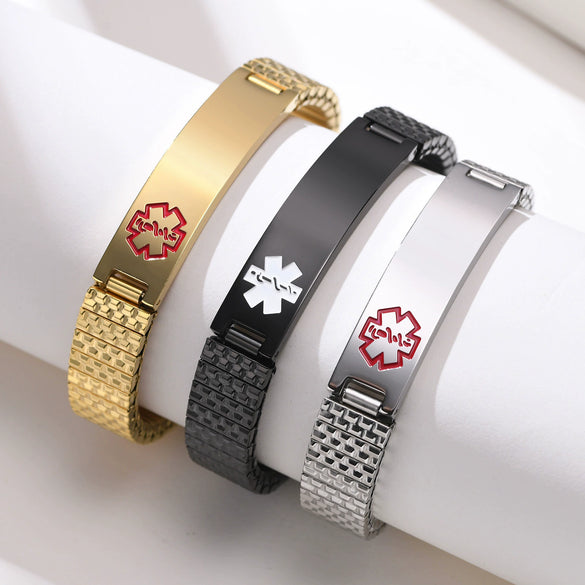 Wholesale Stainless Steel Elastic Medical Logo Geometric Bracelet