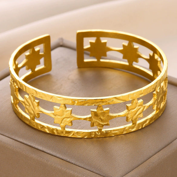 Wholesale Stainless Steel Electroplated Adjustable Open Bracelet For Women Exaggerated Highend And Personality Style