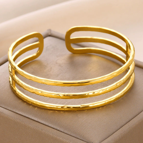 Wholesale Stainless Steel Electroplated Adjustable Open Bracelet For Women Exaggerated Highend And Personality Style