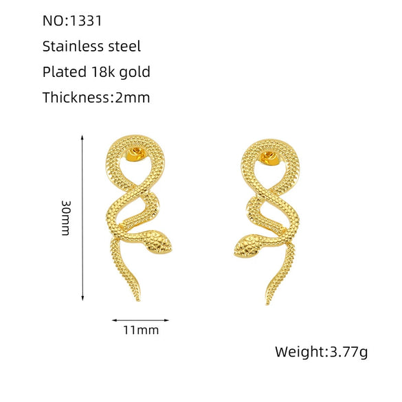 Wholesale Stainless Steel Electroplated Animal Snake Light Luxury Women's Earrings