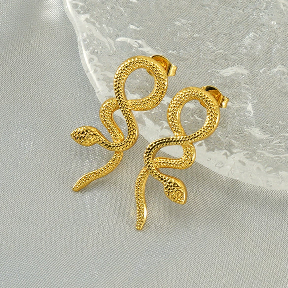 Wholesale Stainless Steel Electroplated Animal Snake Light Luxury Women's Earrings