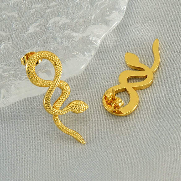 Wholesale Stainless Steel Electroplated Animal Snake Light Luxury Women's Earrings