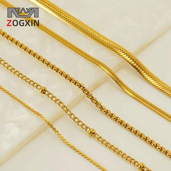 Wholesale 316L Stainless Steel Electroplated Bead Push Dense Chain Necklace