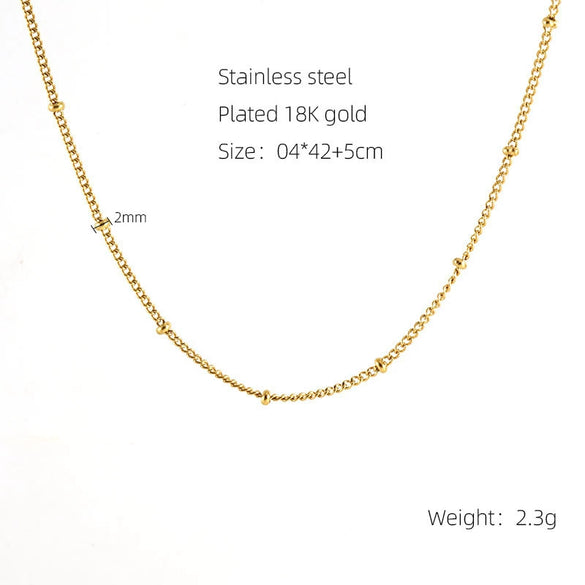 Wholesale 316L Stainless Steel Electroplated Bead Push Dense Chain Necklace