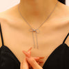 Wholesale Stainless Steel Electroplated Bowknot Earrings And Clavicle Chain Set Accessories For Women