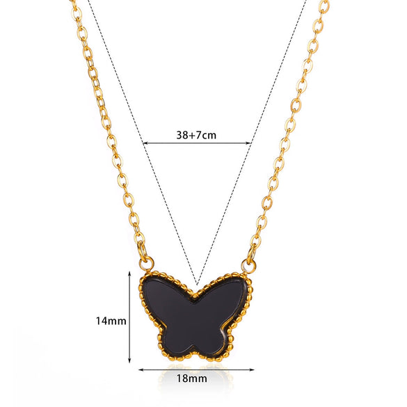 Wholesale Stainless Steel Electroplated Butterfly Pendant Necklace Unisex Simple Accessory