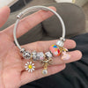 Wholesale Stainless Steel Electroplated Cartoon Animal Daisy Rabbit Pendant Diy Beaded Bracelet For Women