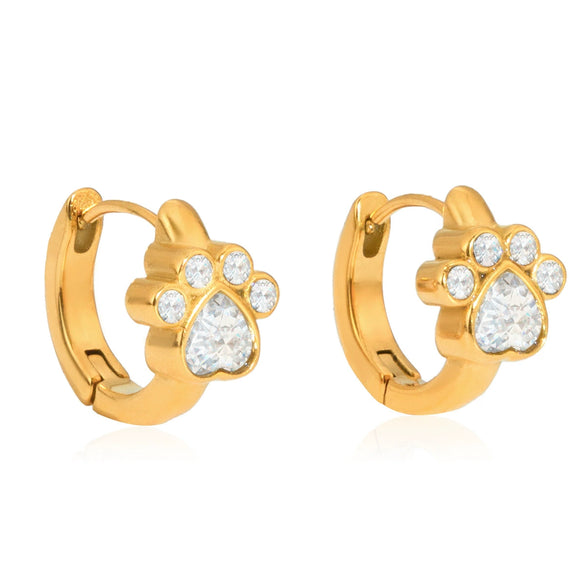Wholesale Stainless Steel Electroplated Cat Paw Earrings For Women In Ins Style