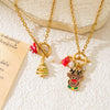Wholesale Stainless Steel Electroplated Christmas Elk Ot Buckle Necklace With Cartoon Animal Pendant For Women