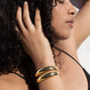 Wholesale Stainless Steel Electroplated Convex Smooth Double Opening Bracelet In Ins And Geometric Style 18K Gold Plated Quiet Design Non Fading Jewelry