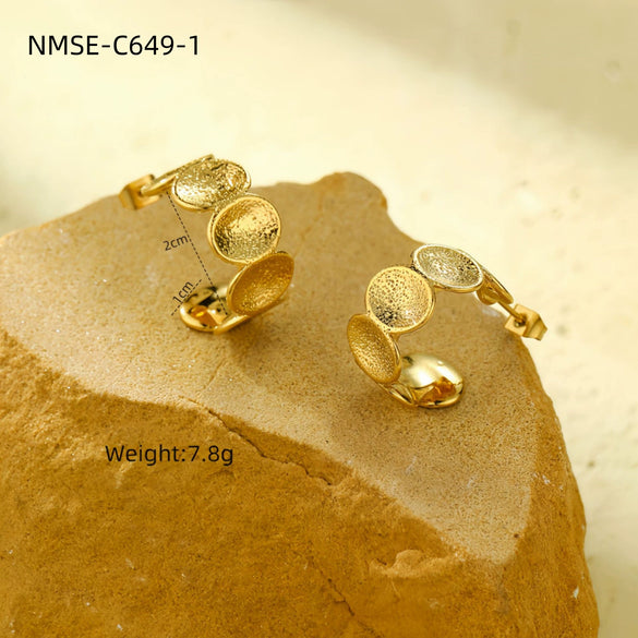 Wholesale Stainless Steel Electroplated Cshaped Earrings Retro Style For Women
