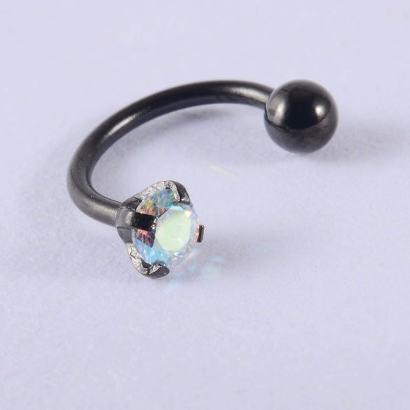 Wholesale Stainless Steel Electroplated Cshaped Zircon Earrings