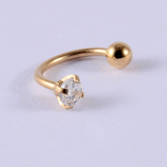 Wholesale Stainless Steel Electroplated Cshaped Zircon Earrings