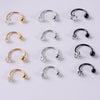 Wholesale Stainless Steel Electroplated Cshaped Zircon Earrings