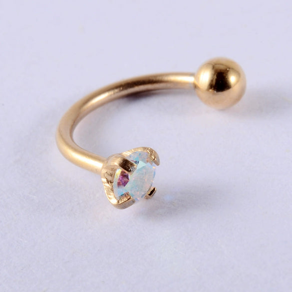 Wholesale Stainless Steel Electroplated Cshaped Zircon Earrings