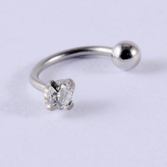 Wholesale Stainless Steel Electroplated Cshaped Zircon Earrings