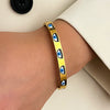 Wholesale Stainless Steel Electroplated Devil's Eye Diamondencrusted Love Bracelet Set Nonfading Open Bracelet Geometric Style Accessories