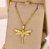 Wholesale Stainless Steel Electroplated Dragonfly Unisex Necklace With Cross Chain