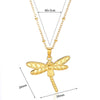Wholesale Stainless Steel Electroplated Dragonfly Unisex Necklace With Cross Chain