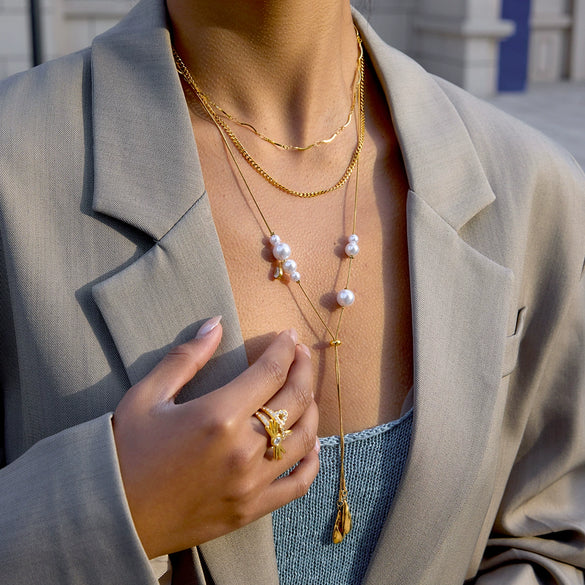 Wholesale Stainless Steel Electroplated Drop Shape Necklace For Women