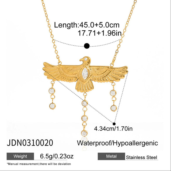 Wholesale Stainless Steel Electroplated Eagle Shape Pendant Necklace For Women